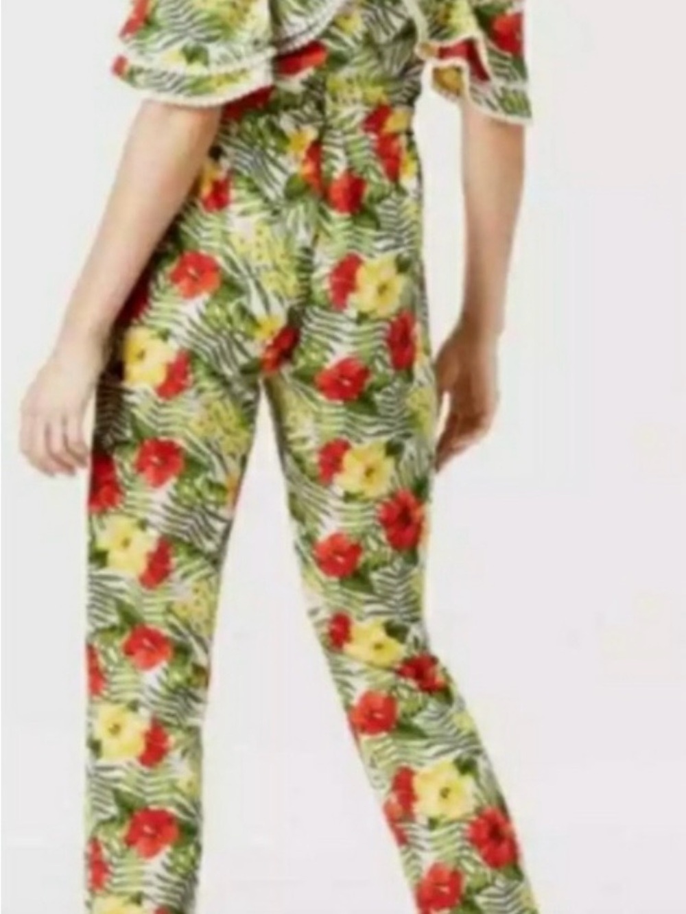 XOXO Tropical Floral Jumpsuit - Green Red Yellow